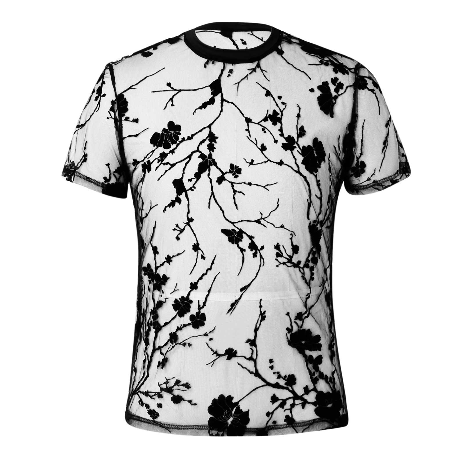 thumbnail image 4 of Camiseta de manga corta con estampado floral para hombre: diseño de cuello redondo y malla, ligera, para todas las estaciones, cuello y hombros reforzados, 4 of 8